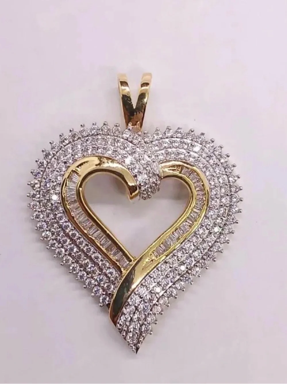 14K Yellow Gold Plated Pendant / Lab Created Diamonds